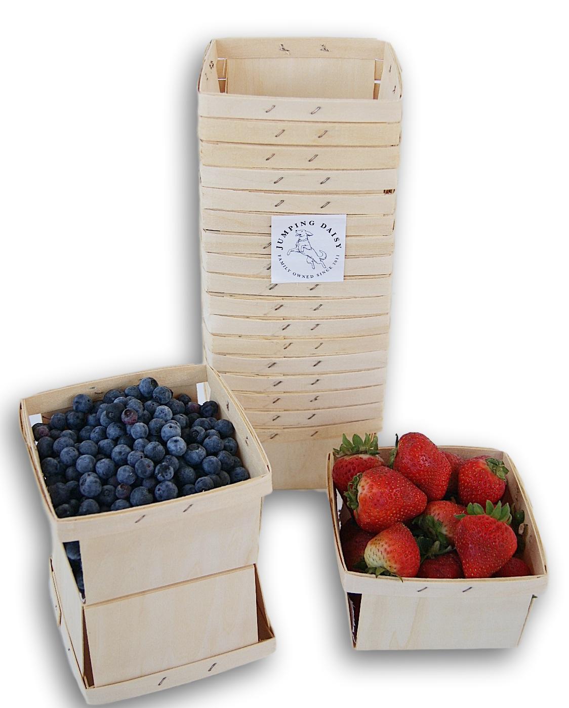 Quart Square Vented Wooden Berry Baskets Set Of 20   Qt 2 